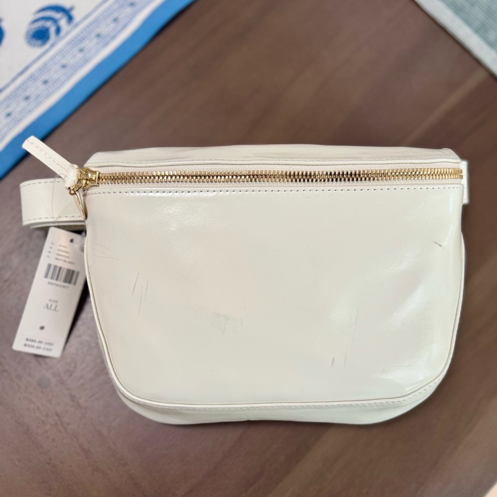 NWT Clare V Leather Fanny/Crossbody Bag in White Patent